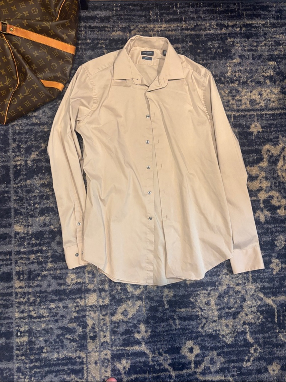 Madison Men's Light Beige Dress Shirt - Spread Collar